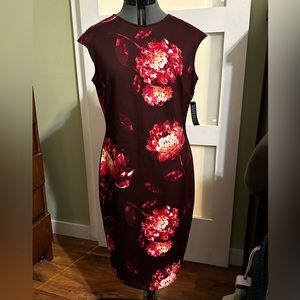 Burgundy floral scuba dress.